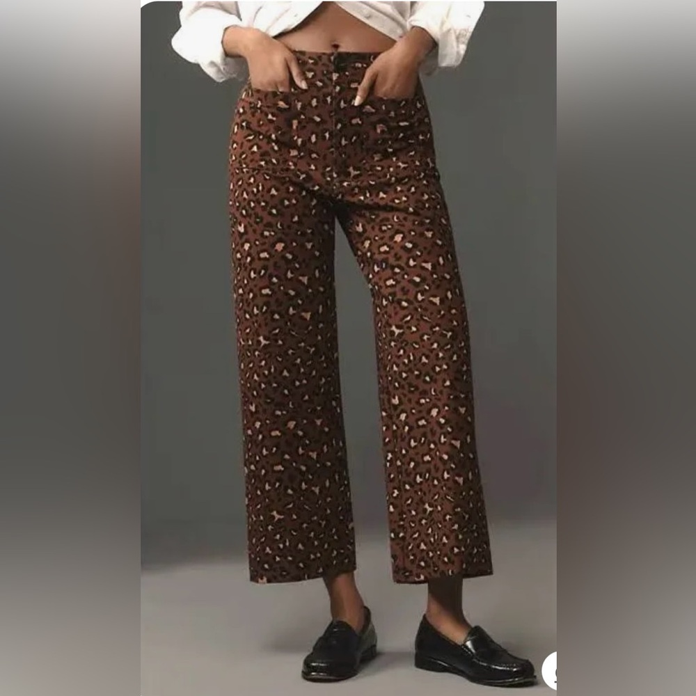 Maeve The Colette Cropped Wide-Leg Trousers Ponte Edition Animal Print 29